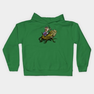 Post Apocalyptic Chipmunk Riding a Lizard Kids Hoodie